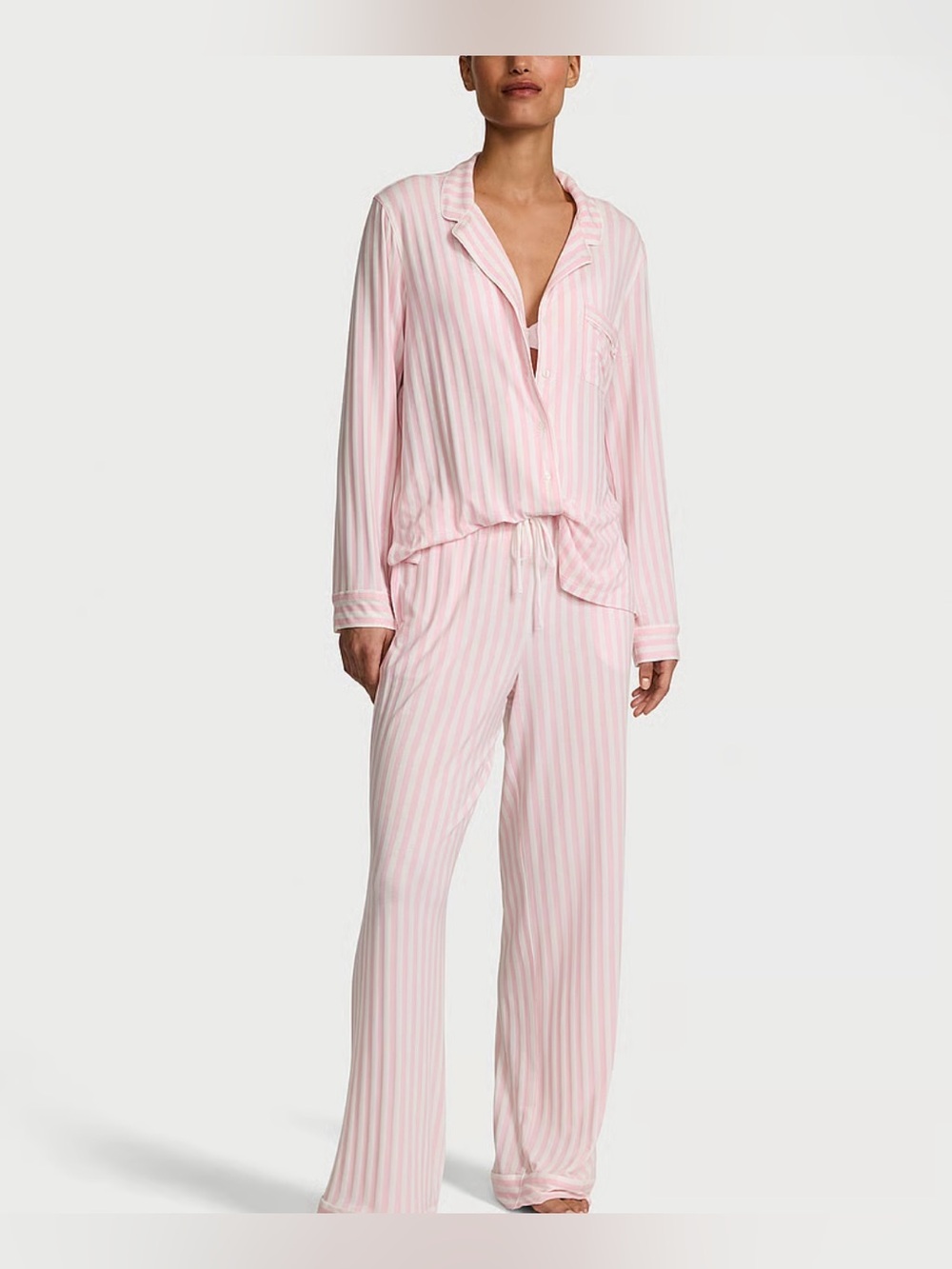 VS So Soft Modal Striped Pajama Set Oversized Boyfriend Style